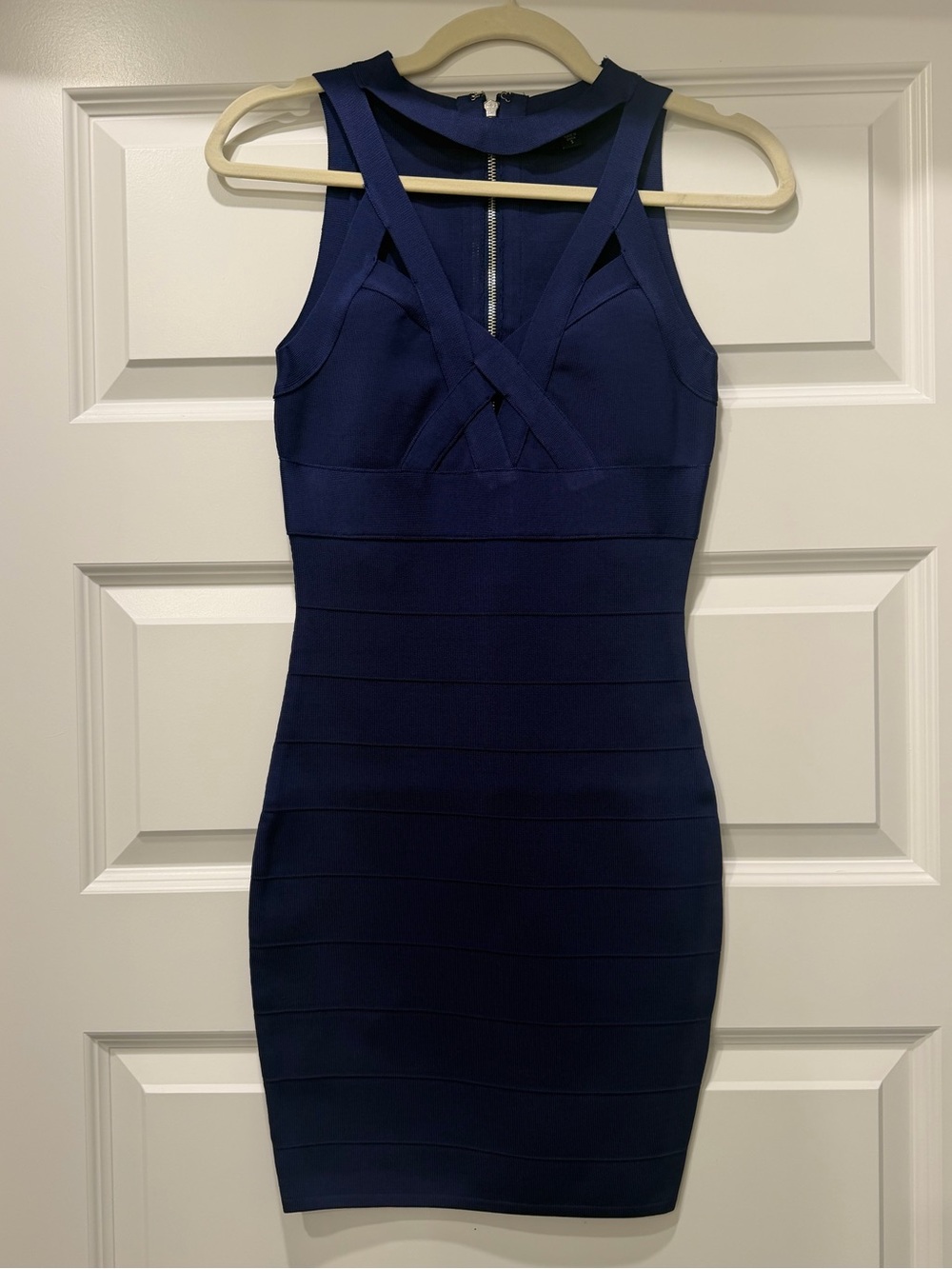Guess navy crisscross cutout bandage mini dress S